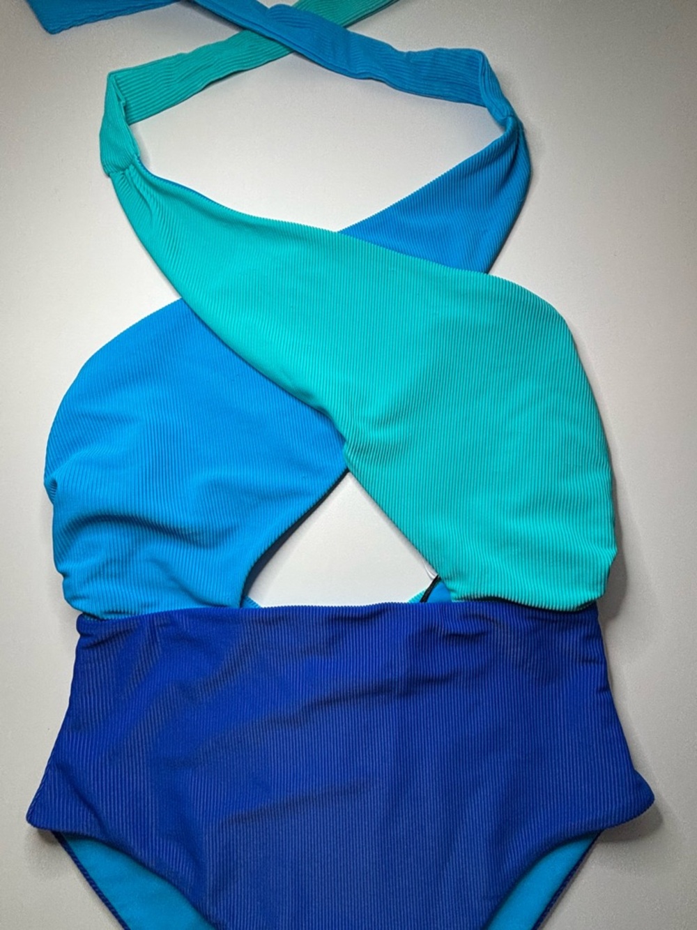 NWT Beach Riot Jessica One Piece Swimsuit Ribbed Cutout Blue Teal Medium - Picture 8 of 11